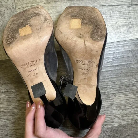 Jimmy Choo x Mugler Crystal Ball Ankle Strap Heels – Clear PVC / Rhinestone - Picture 4 of 9